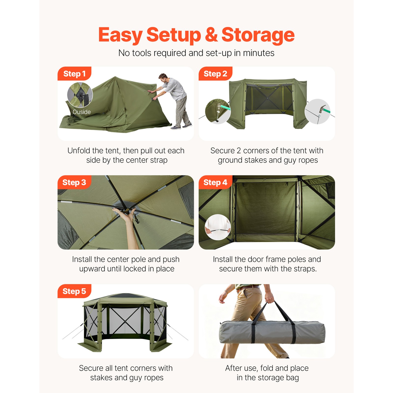 Uimoso 6-Sided Pop-Up Gazebo Tent 10x10 ft for 6-8 People Outdoor Camping