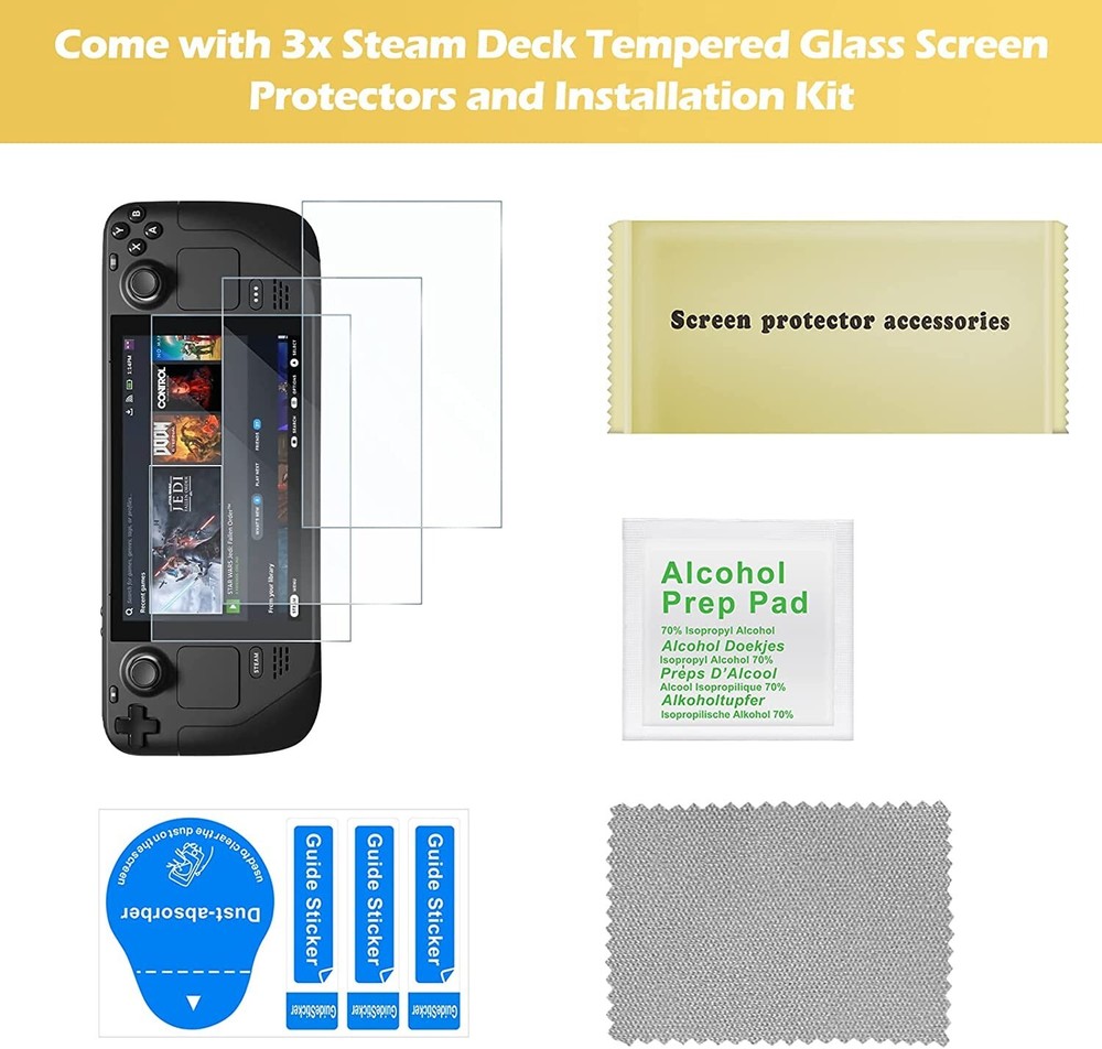 3 Pack ProCase Screen Protector Compatible with Steam Deck 2022, 7 Inch Tempered