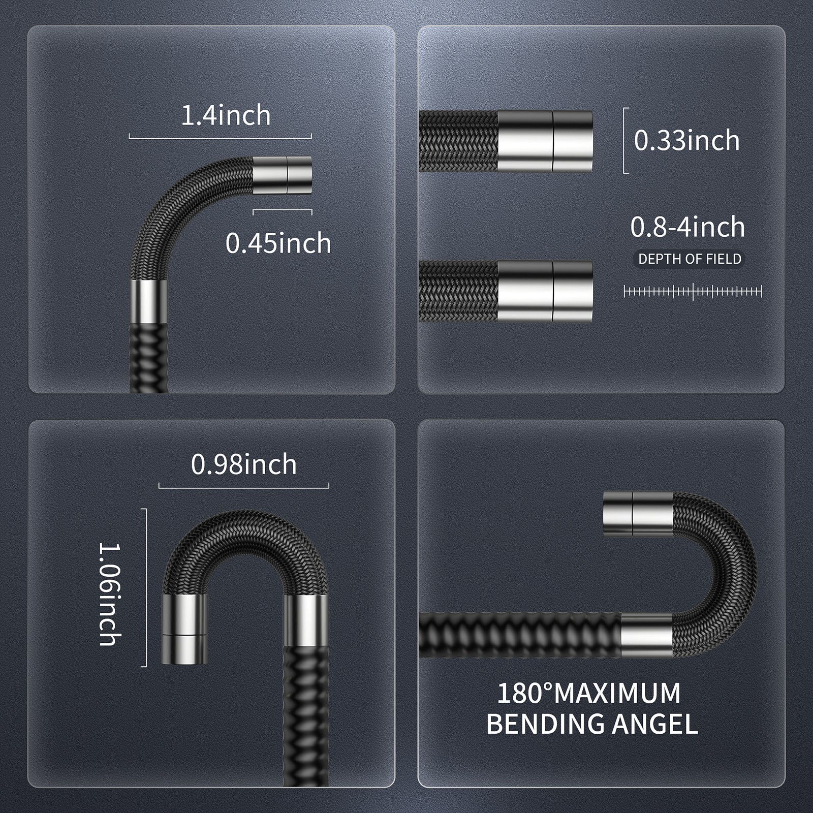 Ralcam 4-Way 360° Articulating Borescope Industrial Endoscope Inspection Camera