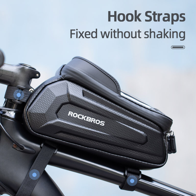 ROCKBROS Bike Phone Mount Bag EVA Waterproof Front Frame Bag fit Under 6.8"