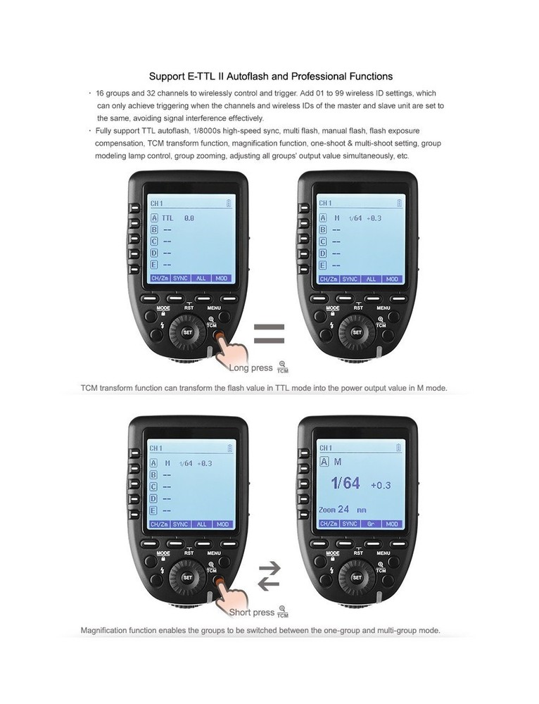 Godox Xpro-C TTL Wireless Flash Trigger Compatible for Canon EOS Cameras, Sup...