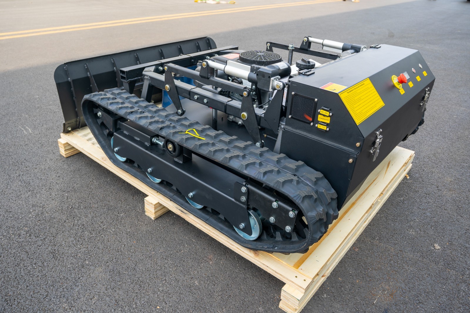 Remote-controlled lawnmower with snowplow for a limited time, available for snow