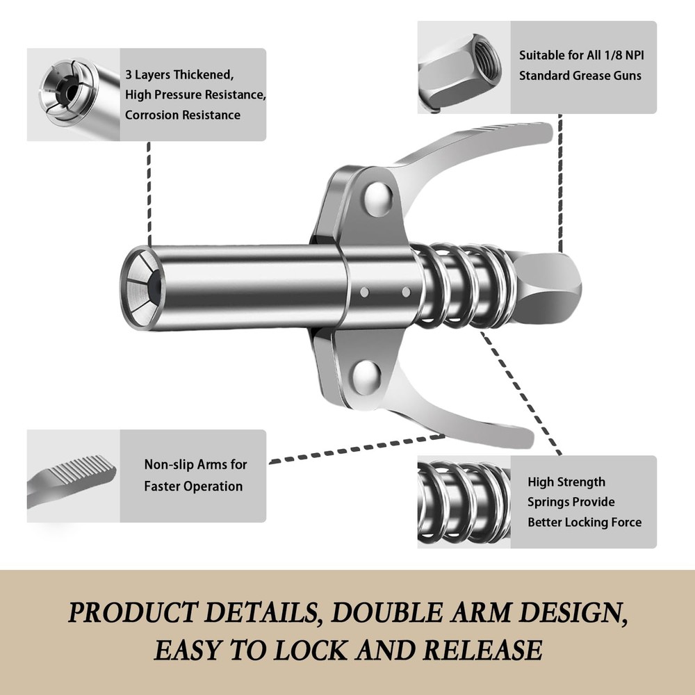 ArvezVoy Grease Gun Tip, Includes 2PCS Coupler, 1PC 12pcs