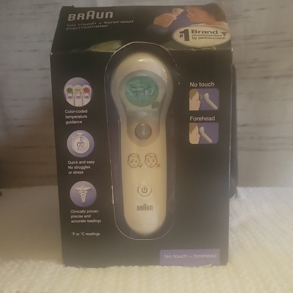 Braun Contactless No Touch Forehead Thermometer, Digital Display White/Gray