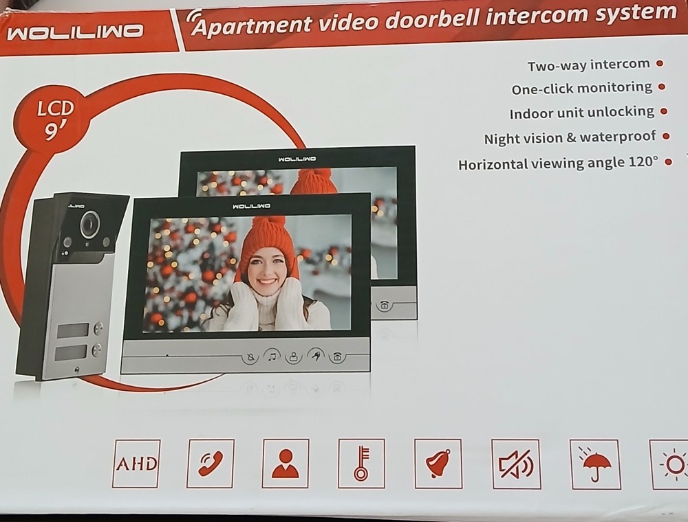 New Wired Video Intercom System, 7" Ring Video Doorbell, See Description Below