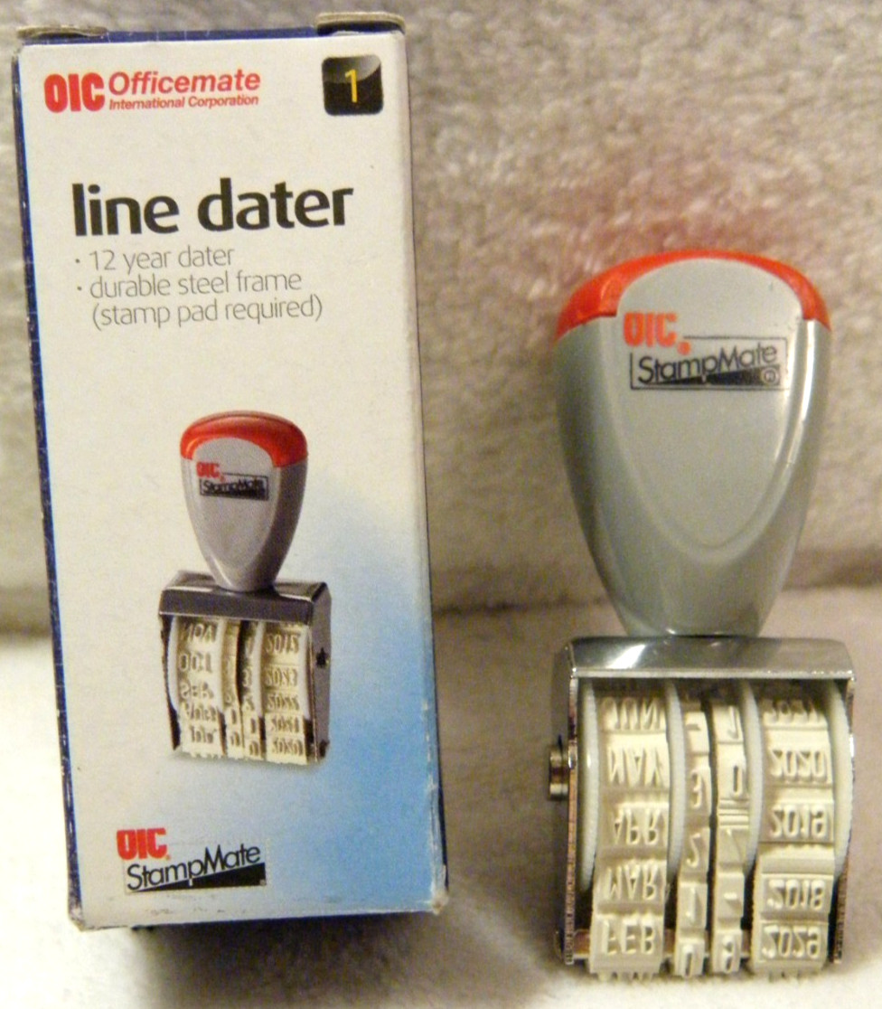 Officemate 12 Year Line Dater Stamp -THRU 2028- stock # 79004 NEW IN BOX