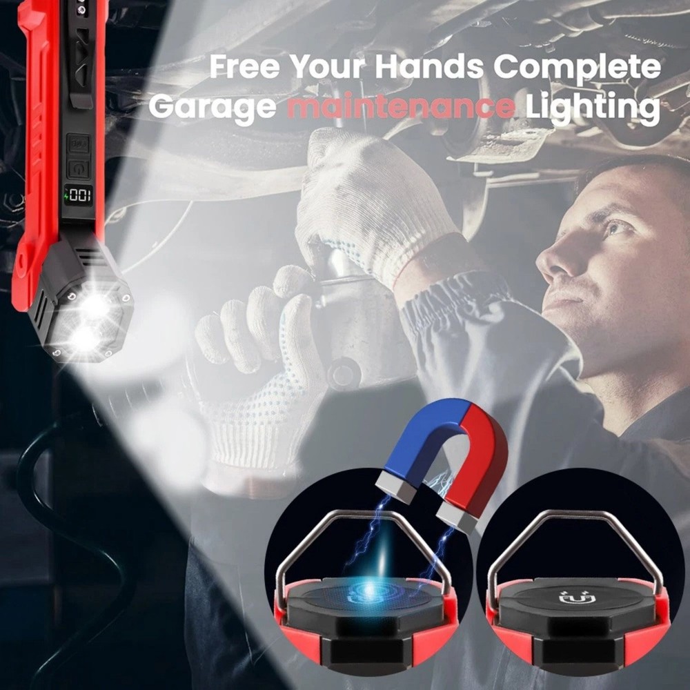 Rechargeable Work Light Magnetic Hook 600LM Portable LED Flashlight Lamp Tool
