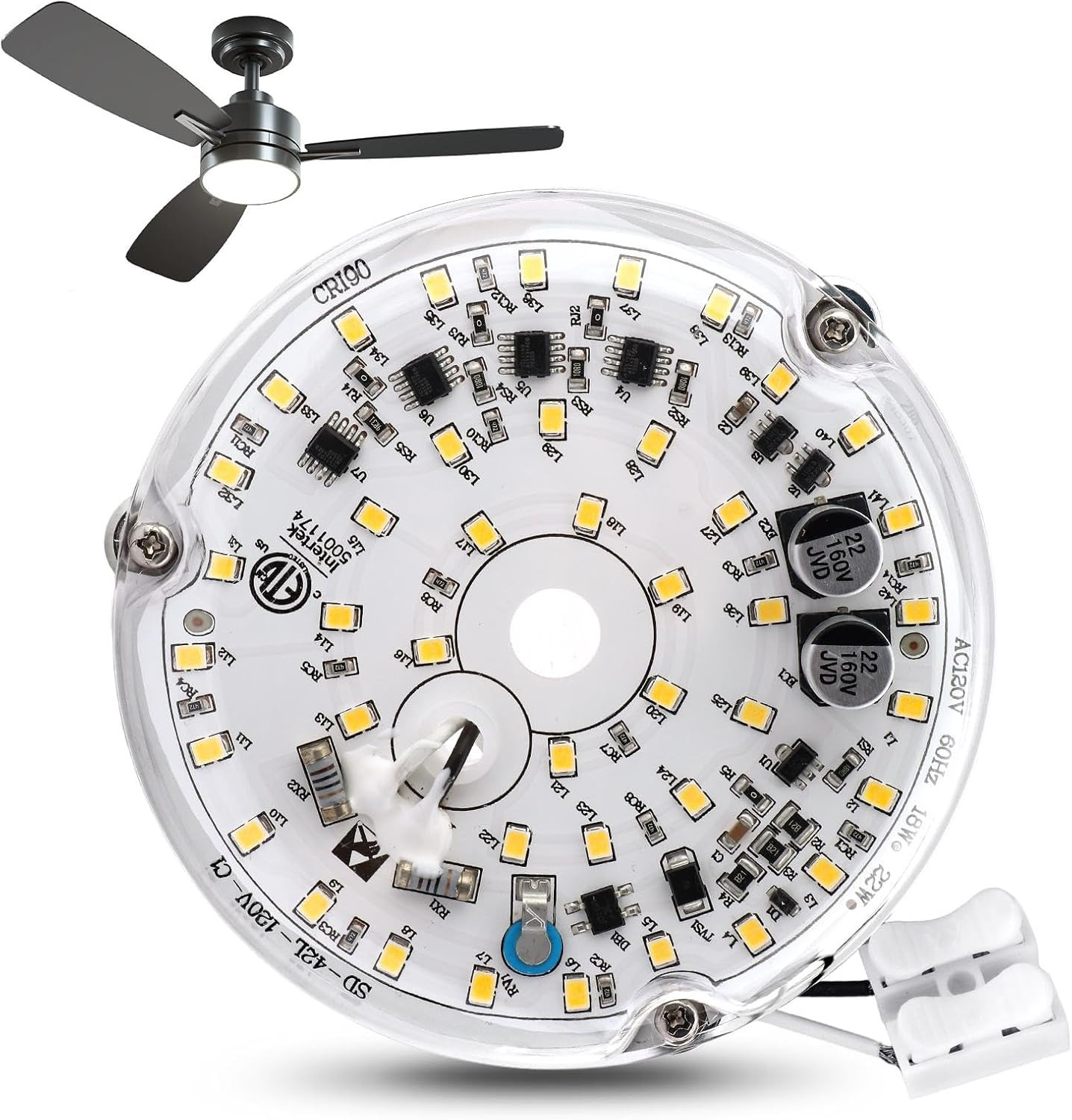 4 Inch Ceiling Fan LED Light Replacement 18W 6000K Retrofit Kit