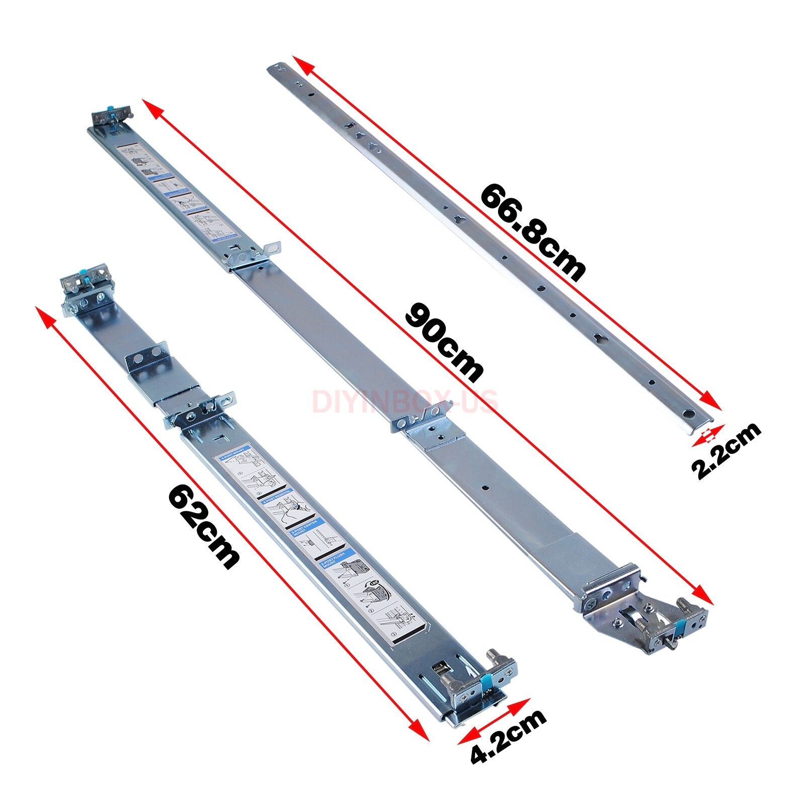 H872R For Dell PowerEdge R720 R730 Server 2U Ready Rail Rails Kit
