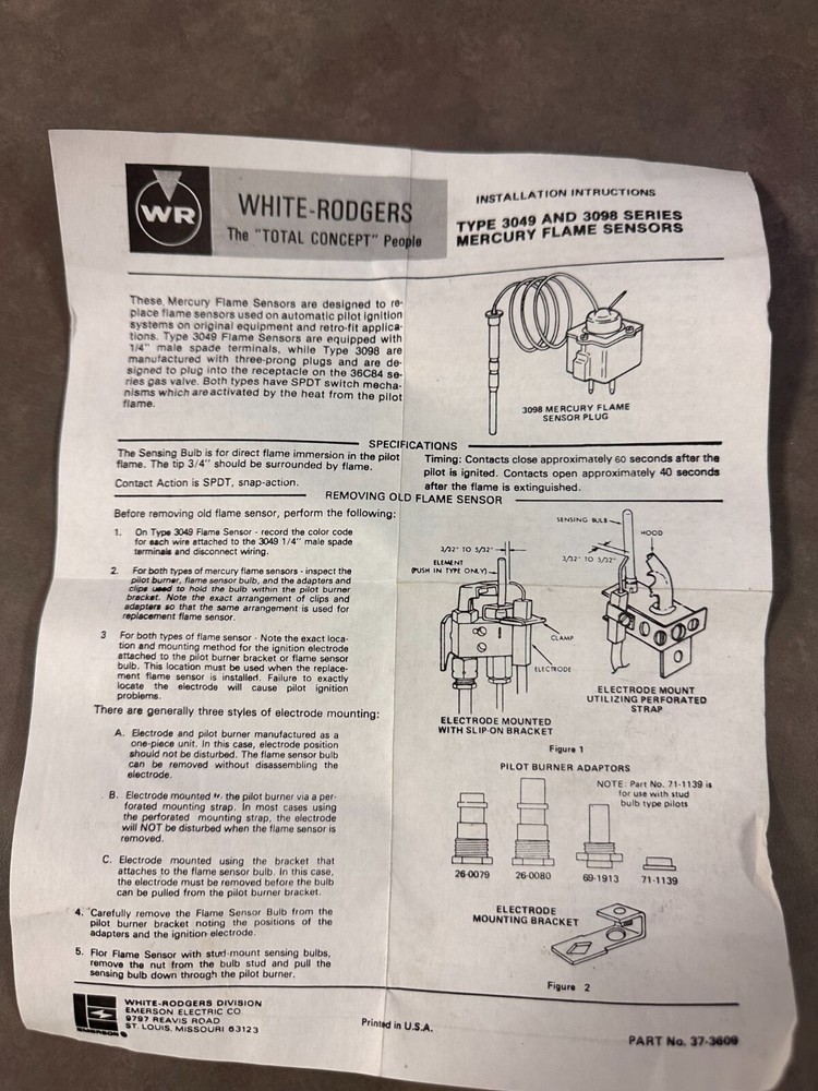 WHITE-RODGERS 3049-5 AUTOMATIC PILOT, L37-167