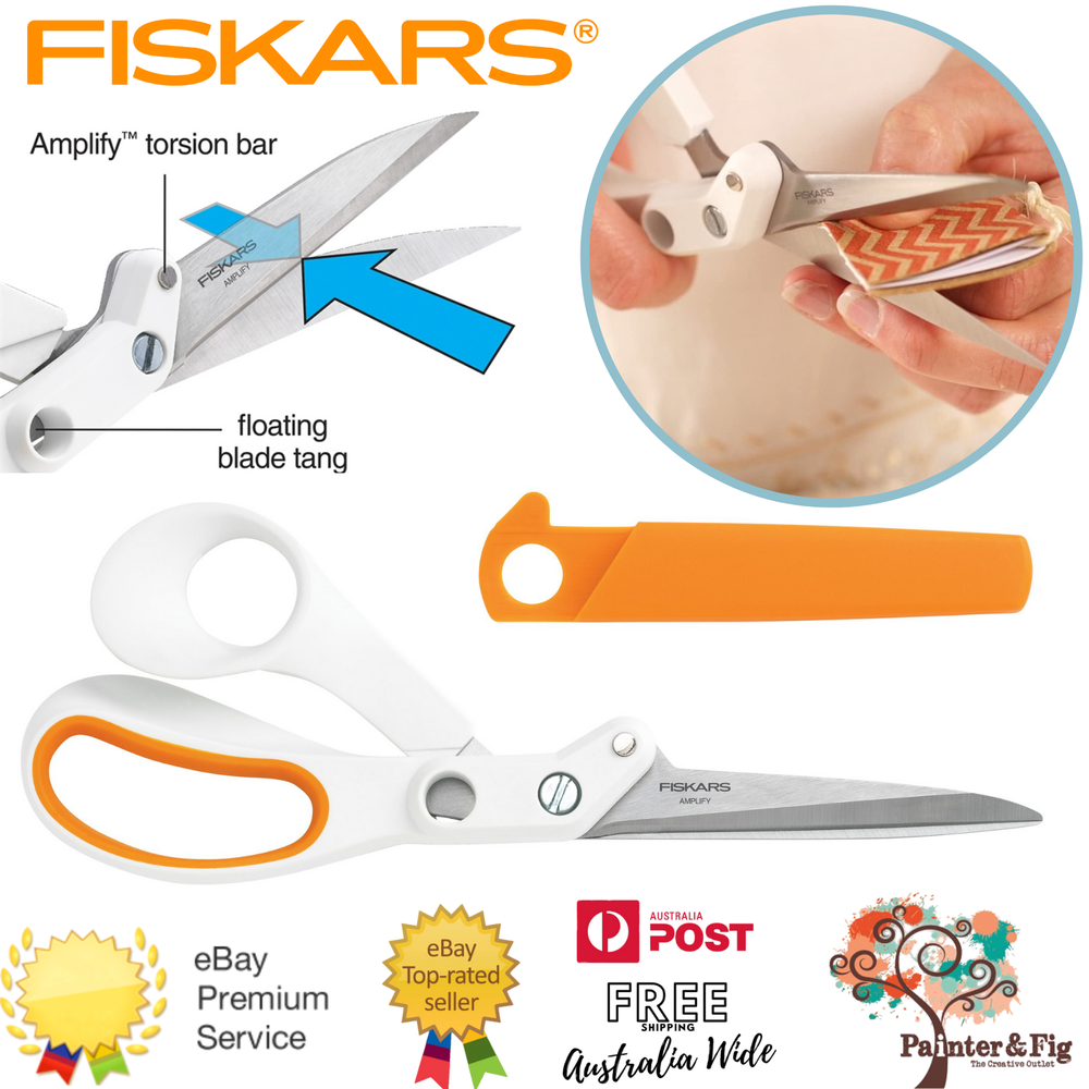 Fiskars Genuine Amplify Mixed Media Shears - Scissors, 8" for Thick Materials
