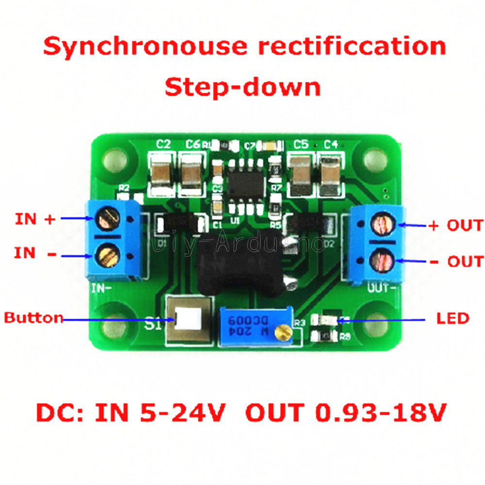 LM2596 2.5A DC5-24V to DC 0.93-18V Adjustable Step Down Module Green