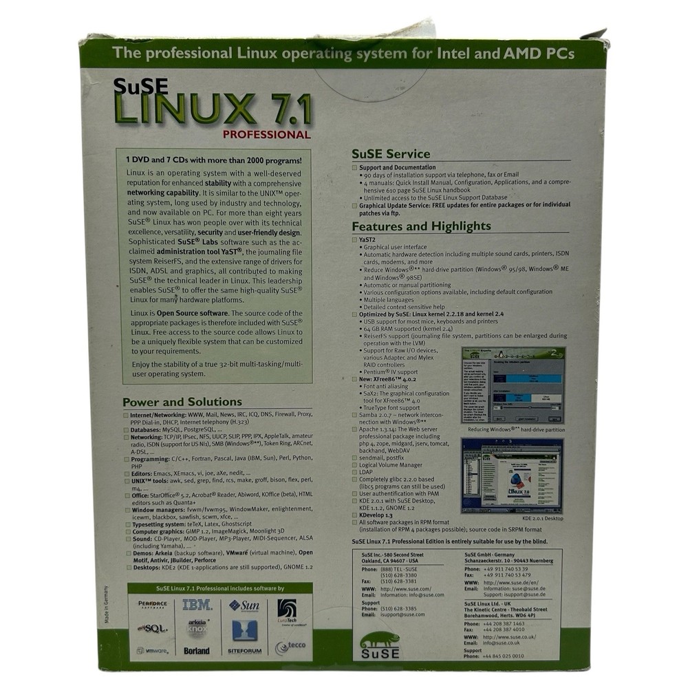 Suse Linux 7.1 Professional Edition (CD-ROM, 2001) Big Box Vintage Software