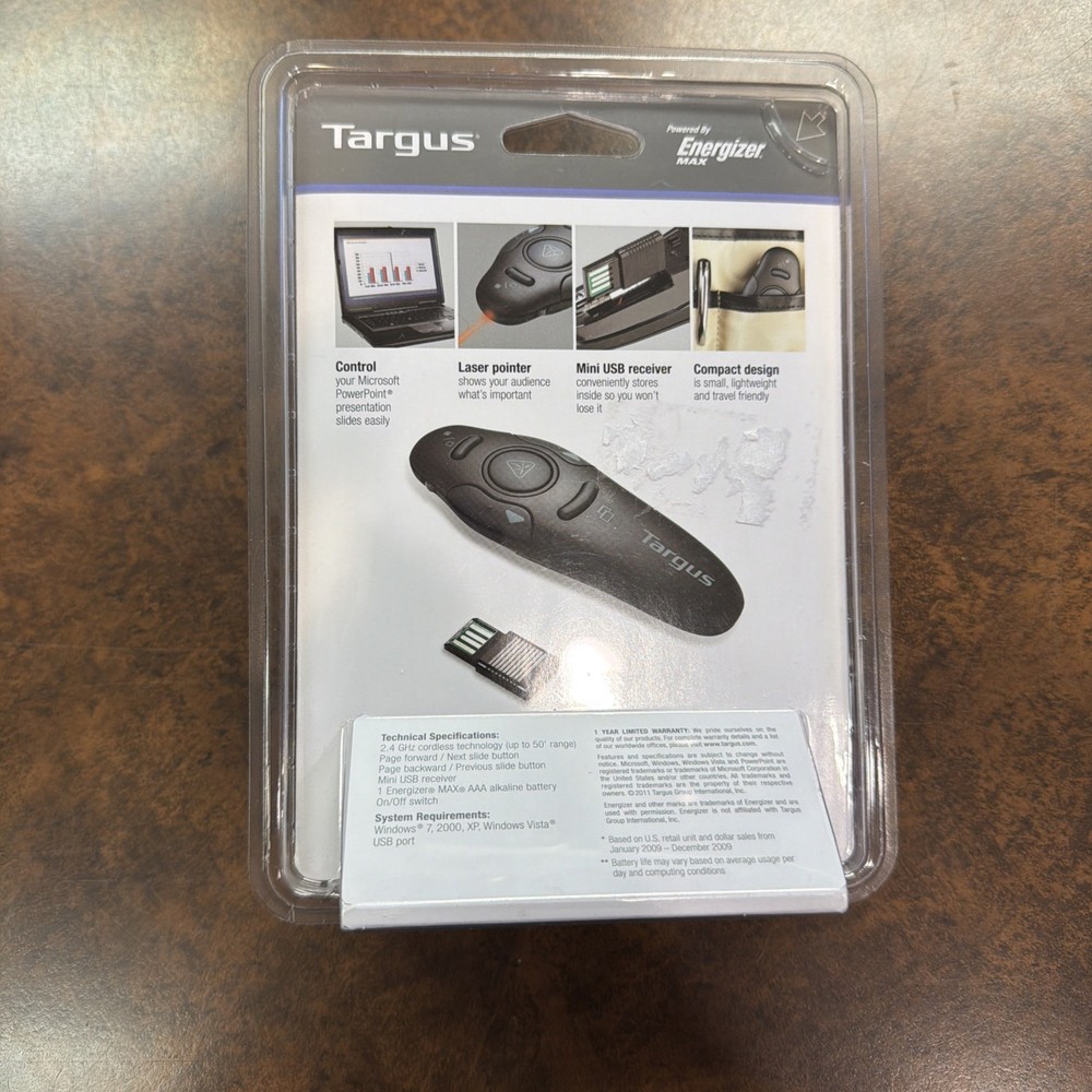 Targus AMP16US Wireless Presenter w/Laser Pointer 50ft Range NIP. *Read descptn*