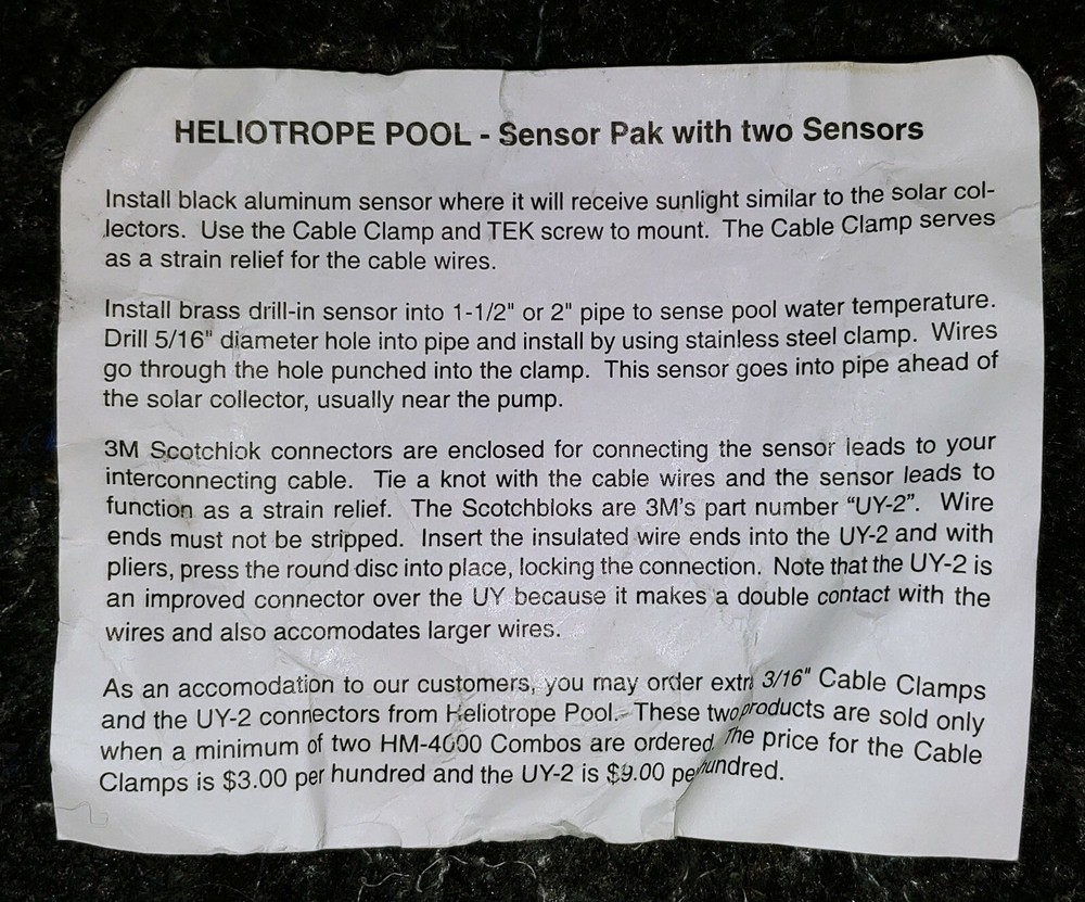 Heliotrope 10k Ω Pool Solar Sensor Kit - Compatible w/other 10k Ω controllers