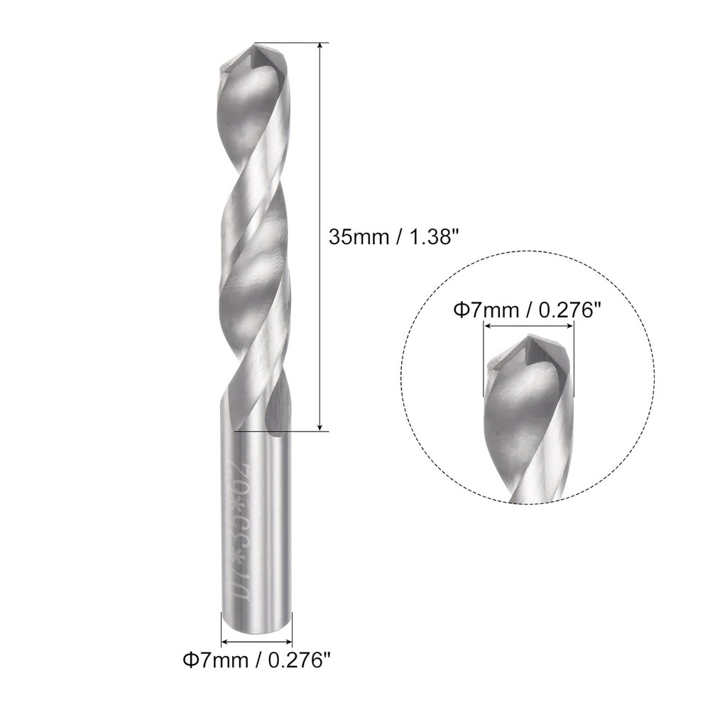 Solid Carbide Drill Bits, 7Mm C2/K20 Tungsten Carbide Jobber Drill Bits Straight
