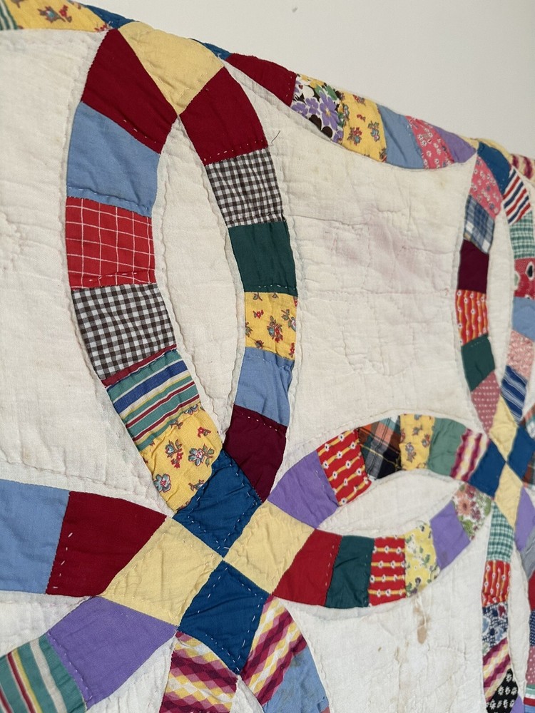Antique Early Patchwork Pattern Wedding Ring Quilt