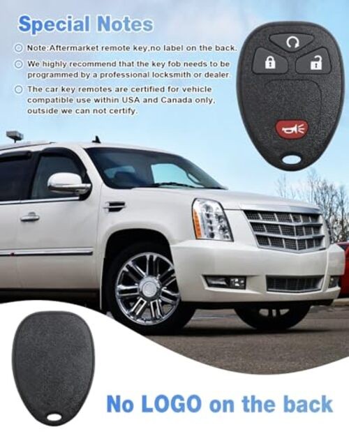 Key Fob Keyless Entry Remote Replacement for Chevy Silverado 4 Buttons