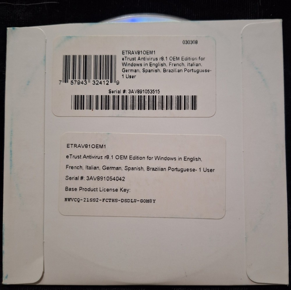 CA eTrust Antivirus r8.1 CD for Desktops, Servers, PDA's and Windows Groupware
