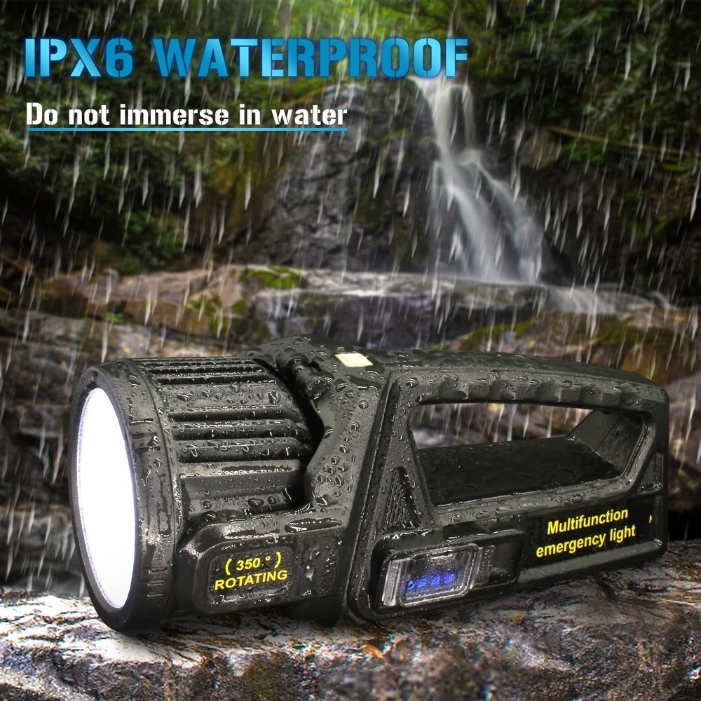 Spotlight 3000000 Lumens, 9 Modes Rechargeable Spotlight Flashlight with 350°...
