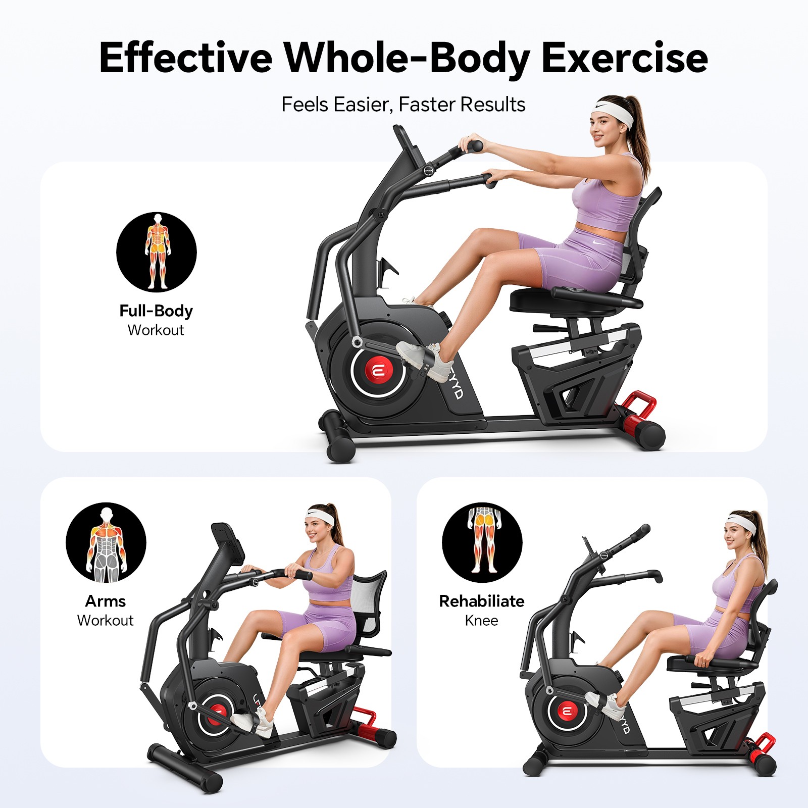 High-end Magnetic Adult Recumbent Exercise Bike Smart Bluetooth Arm Exerciser