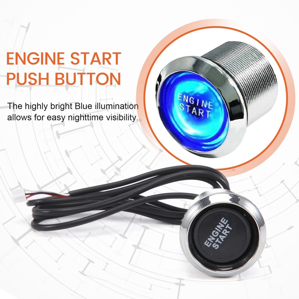 Universal for engine push button switch ignition kit blue LED AU4598