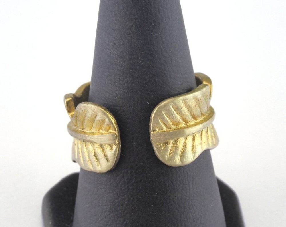 Leaf Ring Adjustable Raw brass (18.5mm 8.5US inner size) 2704