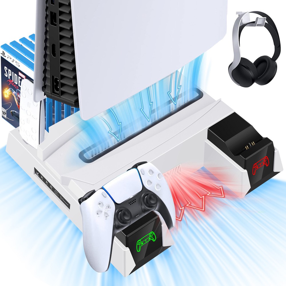 For PS5 Vertical Stand Cooling Fan Controller Charging Station Dock PlayStation5