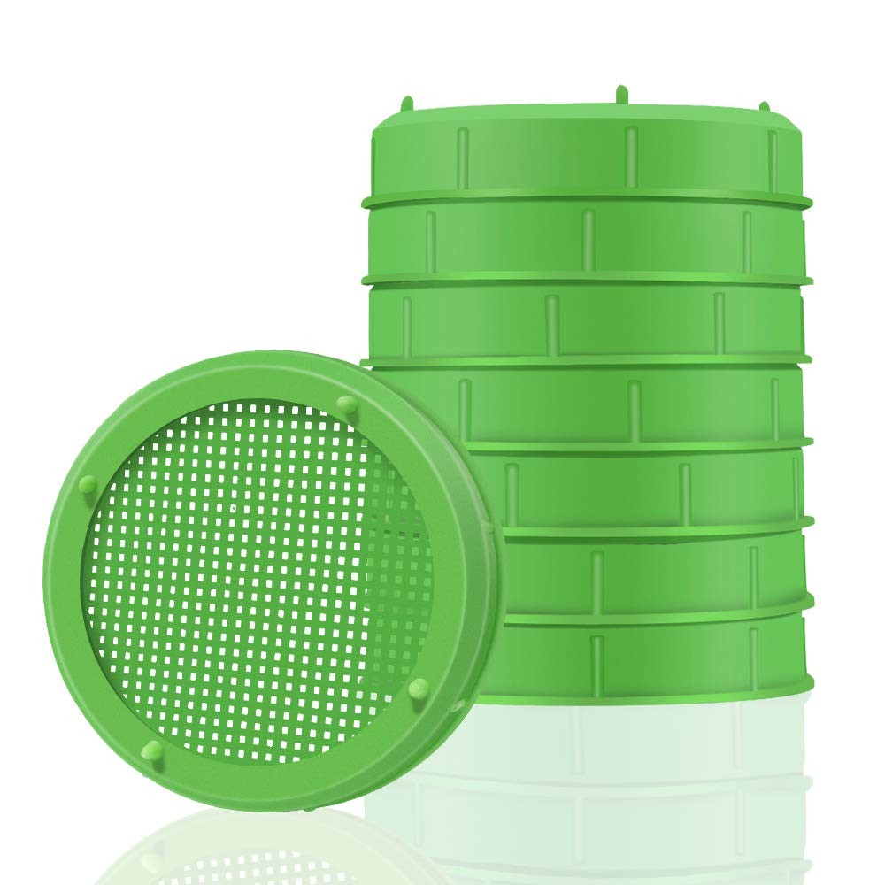 Picowe Plastic Sprouting Lids, Jar Strainer Lid, 8 x Green