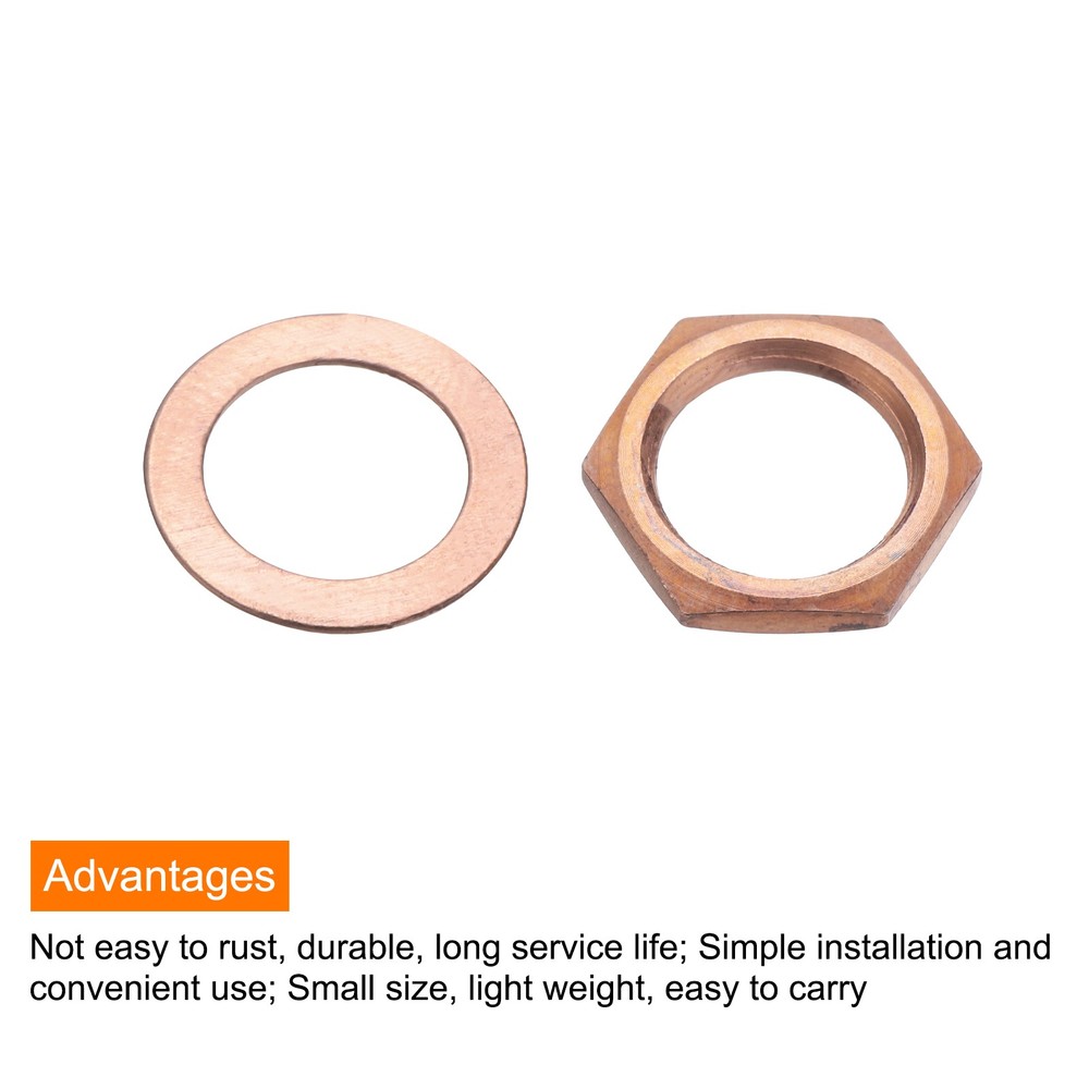 3 Set Guitar Nuts and Washers 3/8" Guitar Input Output Jack Socket Nuts Copper