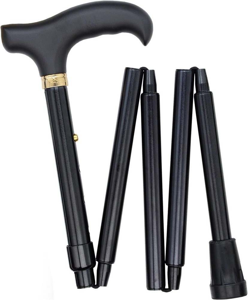Black Mini Compact Adjustable Folding Cane