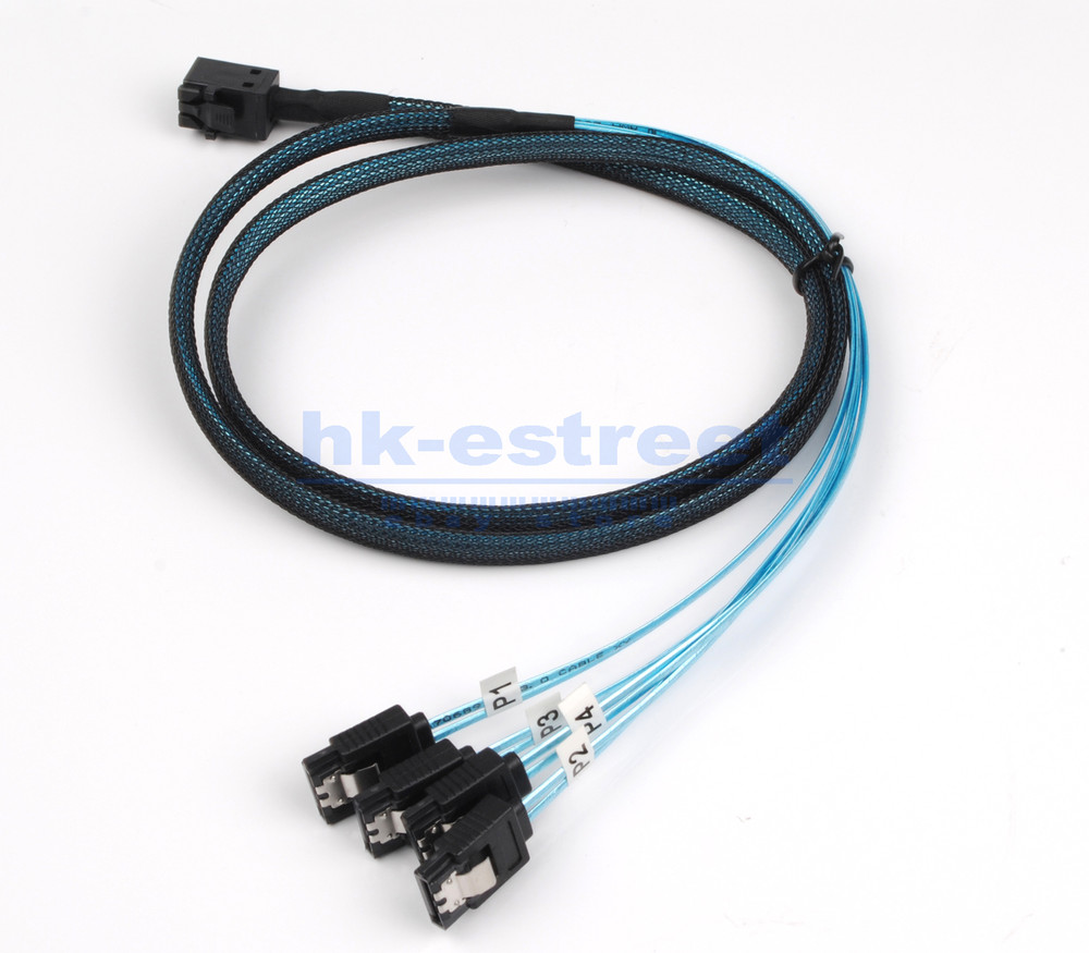 2PCS Mini SAS SFF-8643 to 4 SATA 7pin Hard Disk 6Gbps Data Server Raid Cable 1M