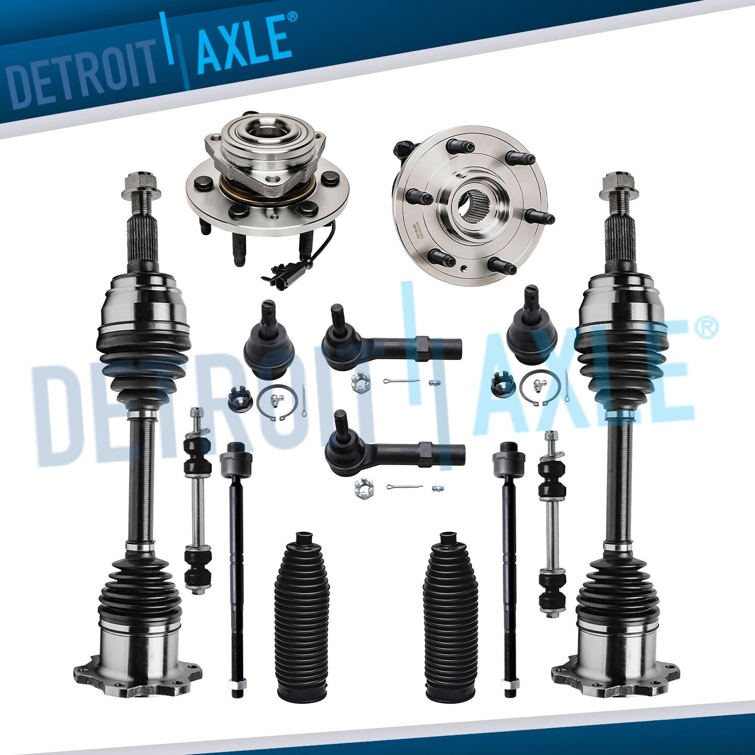 14pc 4WD Front CV Axle Wheel Hubs Suspension Kit for Yukon Sierra Suburban 1500
