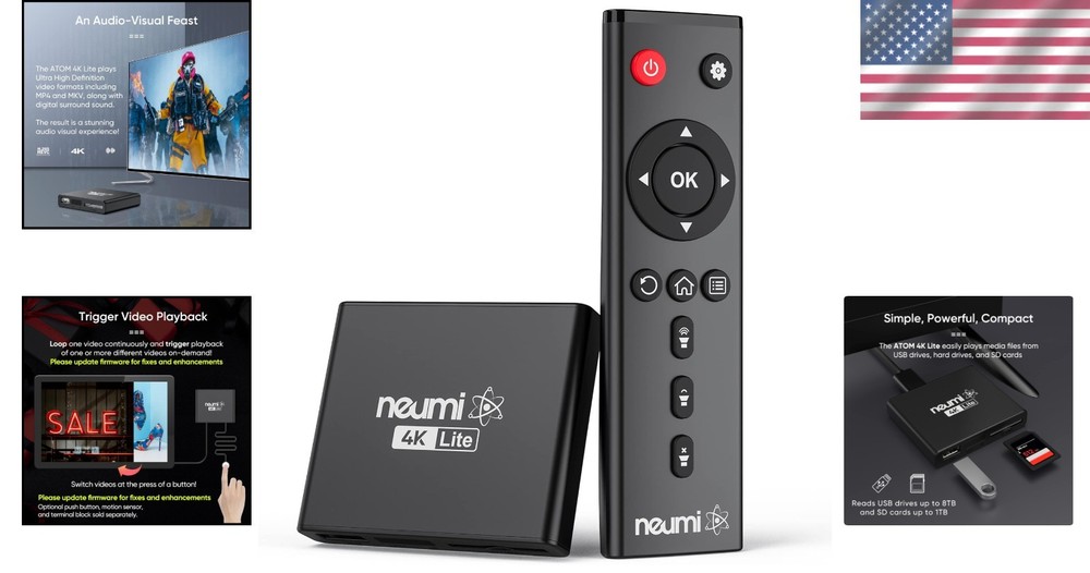 Ultra-HD NEUMI Atom 4K Lite Media Player - Automatic Playback & Trigger Feature