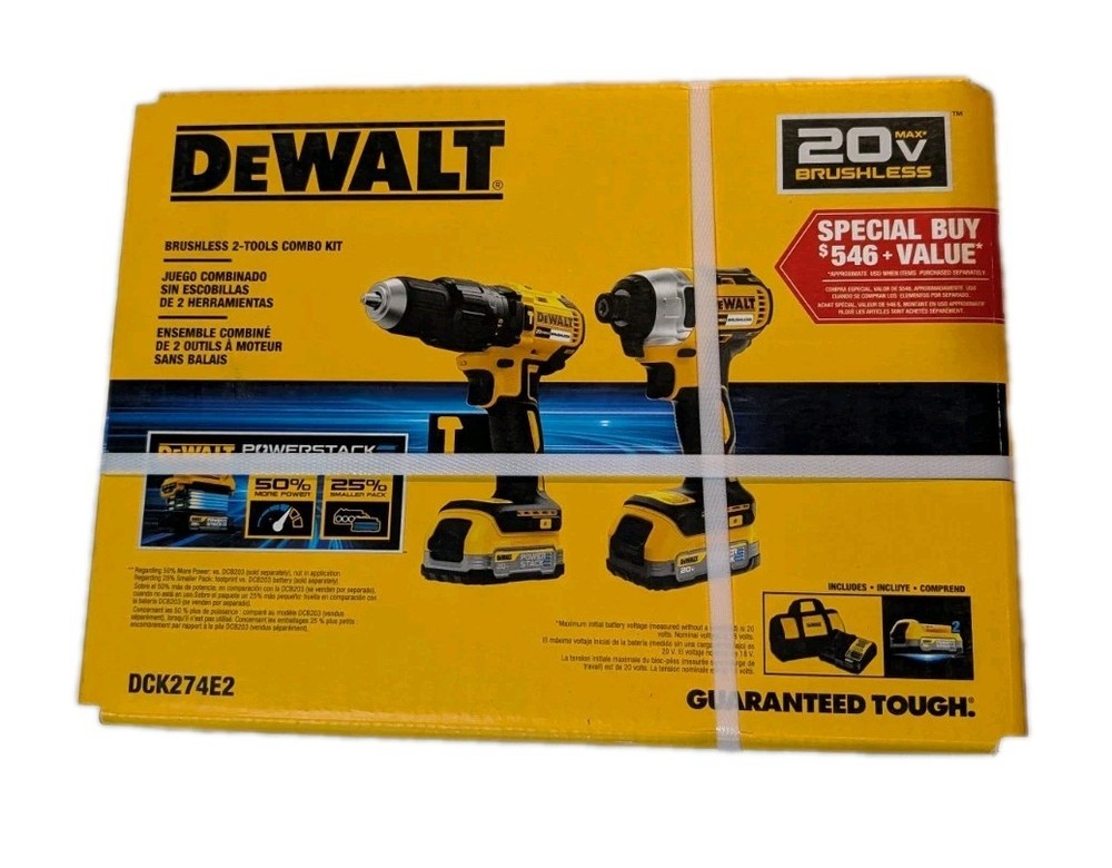 DeWalt DCK274E2 20v Brushless 2-Tool Combo Kit w/ 2 Power Stacks