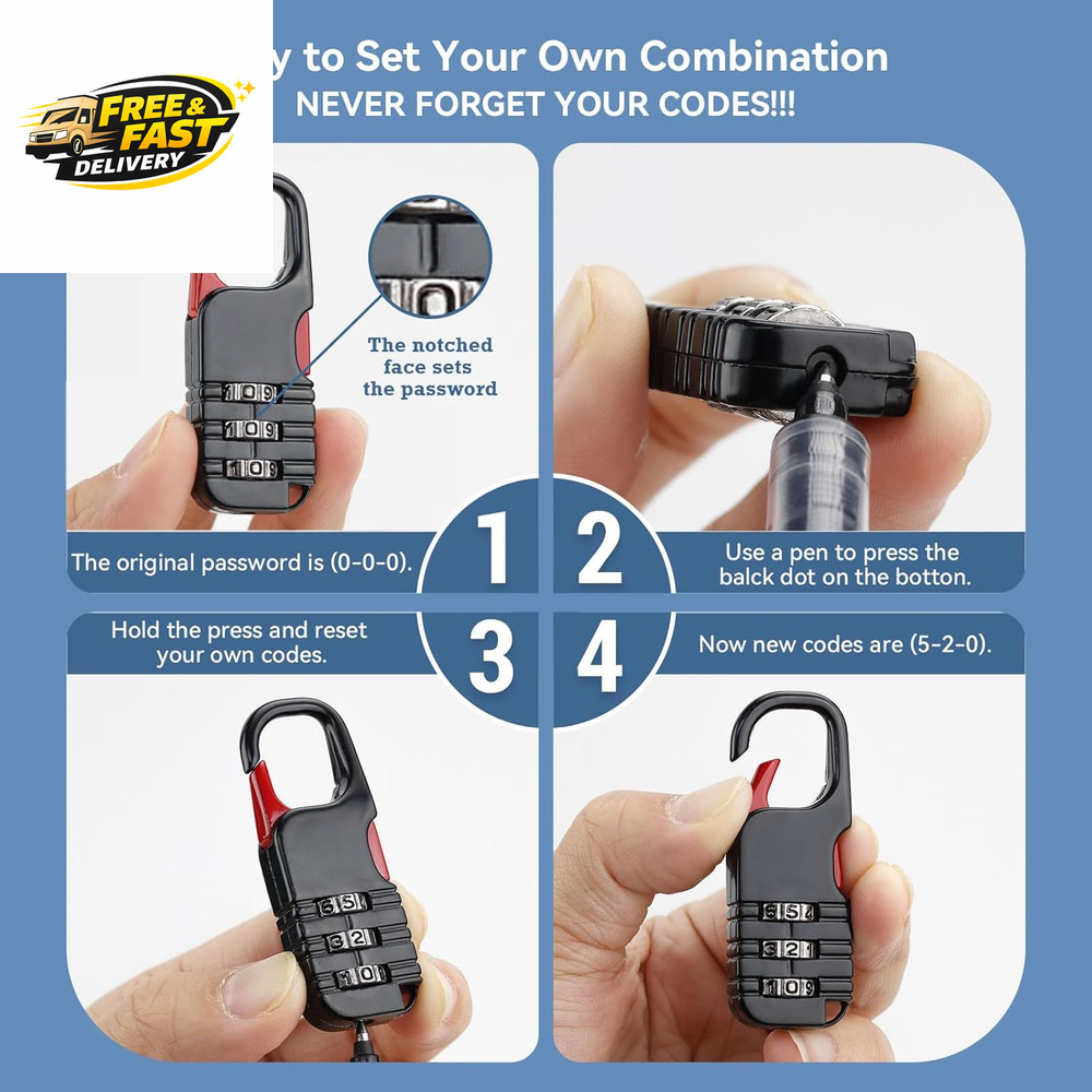 Mini Combination Padlock, 3Pcs Mini Locks for Kids Teens School Backpack Diary