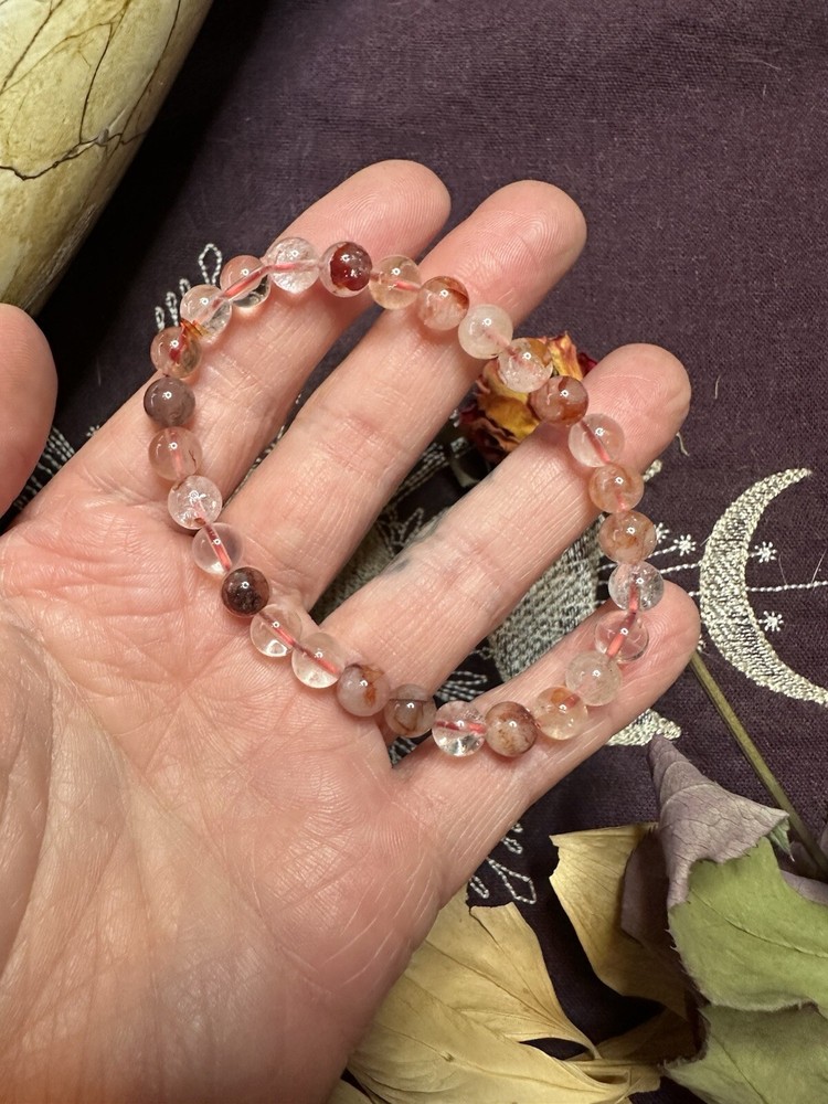 Fire Quartz Bead Bracelet, All Natural