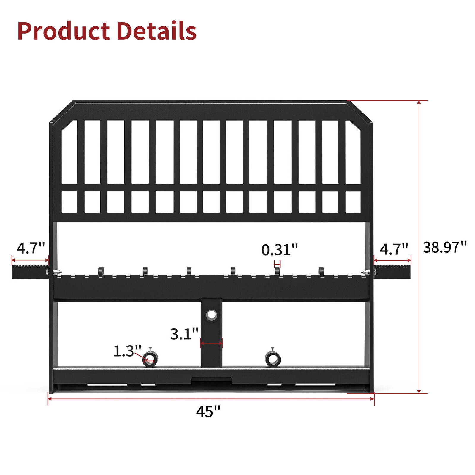 Quick Tach 48" Blades & 45" Frame Skid Steer Pallet Fork Attachment 4000 LBS