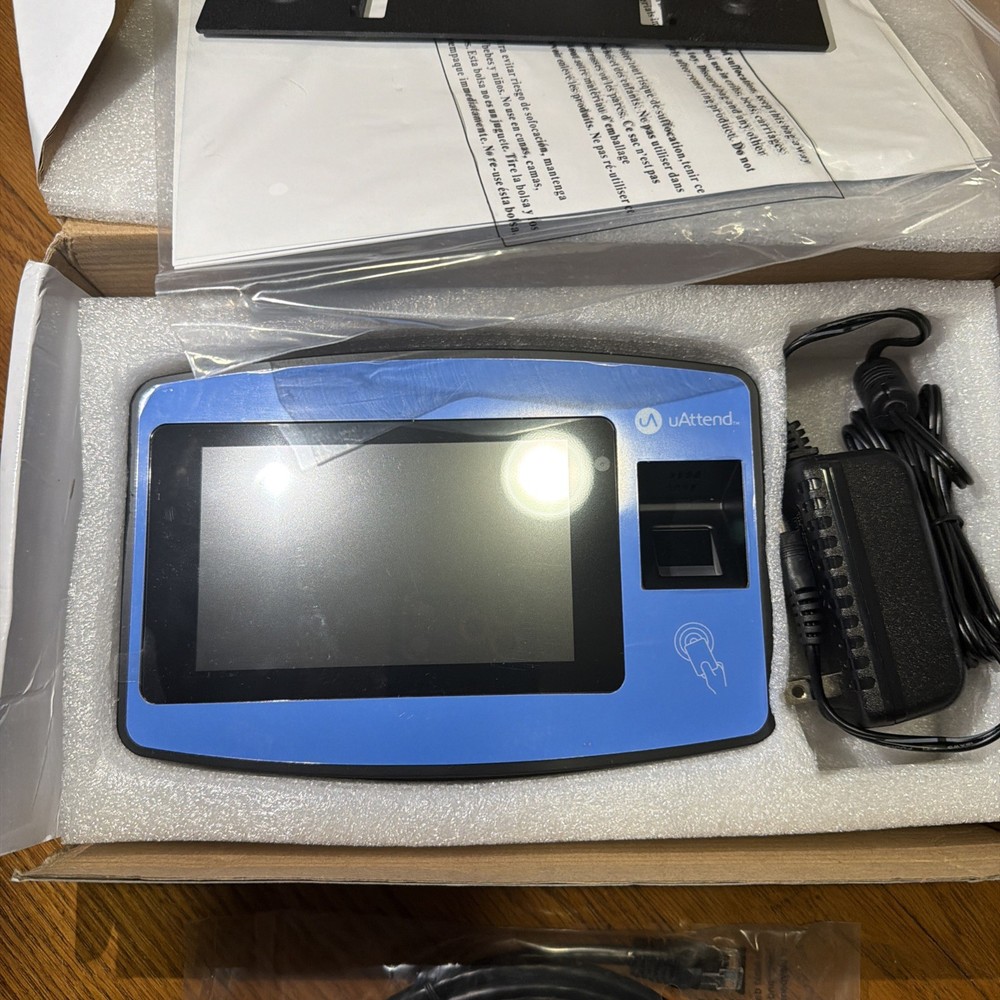 uAttend Biometric Fingerprint Touch Tablet Time Clock System, Blue/Black NX2500