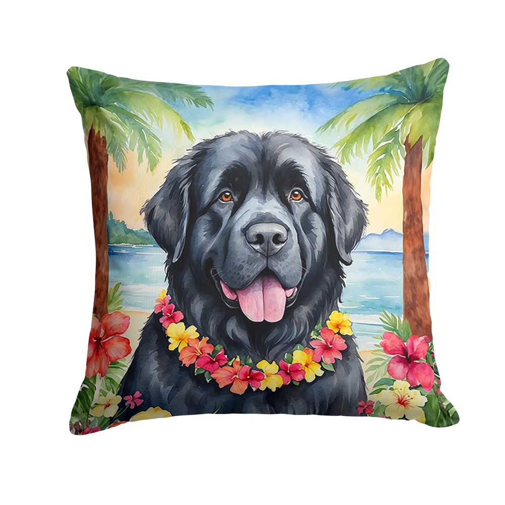 Newfoundland Black Tropical Luau Throw Pillow