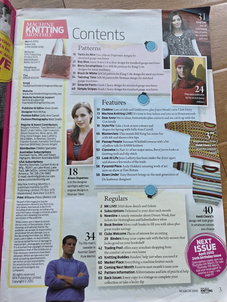 Machine Knitting Monthly • March 2010 • Issue 146 • 10+ Timeless Patterns • UK