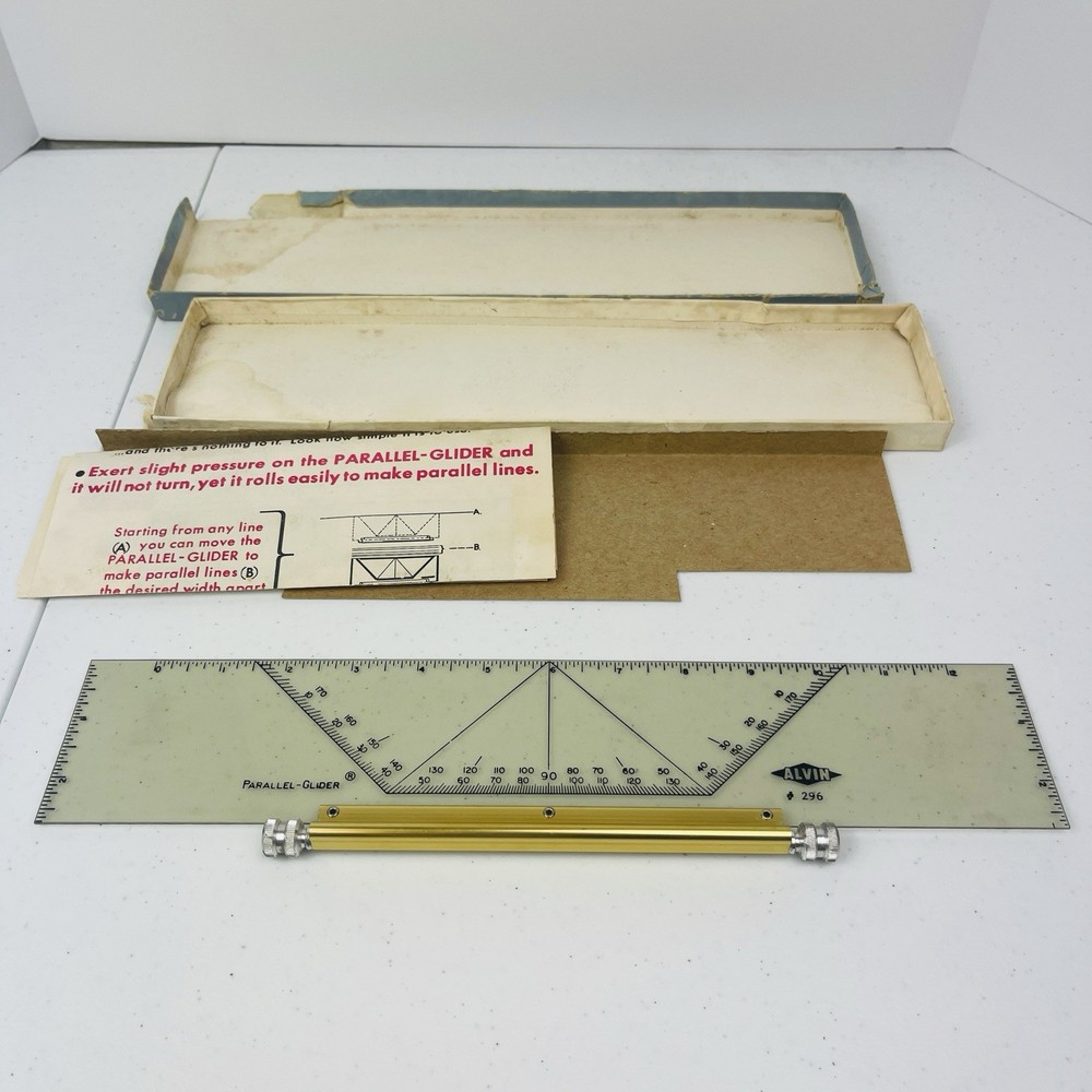 Vintage Alvin 295 Parallel Glider Drafting Tool w Original Box Instructions