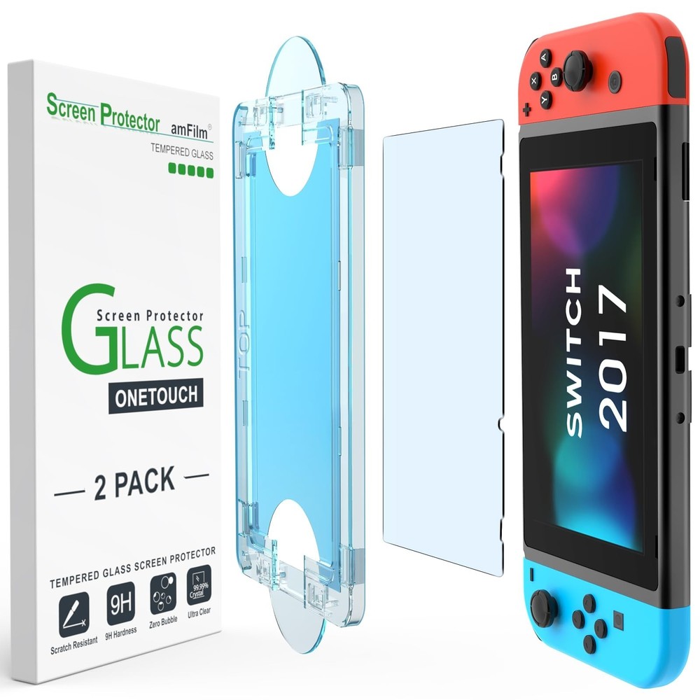 Auto-Alignment OneTouch Screen Protector for Nintendo Switch 6.2" - 2 Pack, Temp