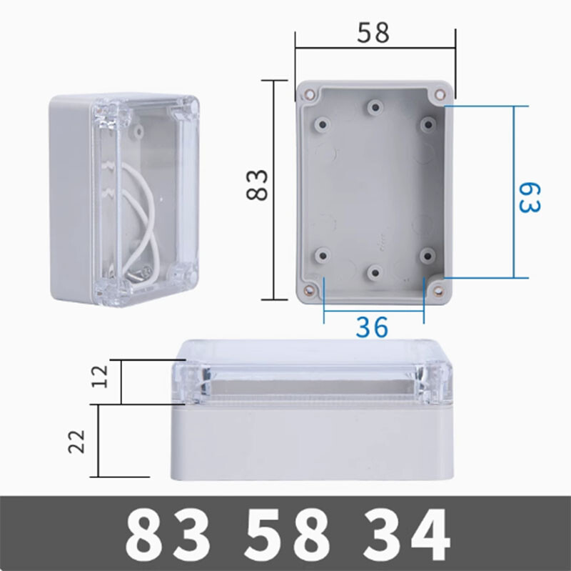 Waterproof Sealed ABS Plastic Enclosure Clear Lid Electronics Case Project Box