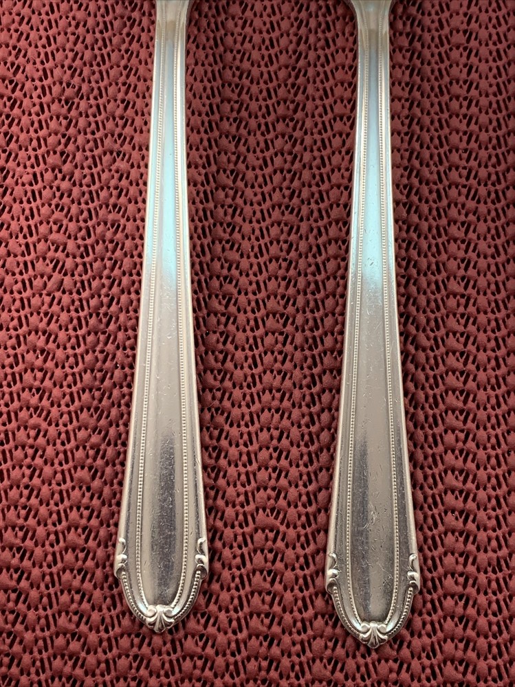 3 Solid Serving Spoon & 1 Meat Fork 1937 LADY ALICE II Wallace Silverplate
