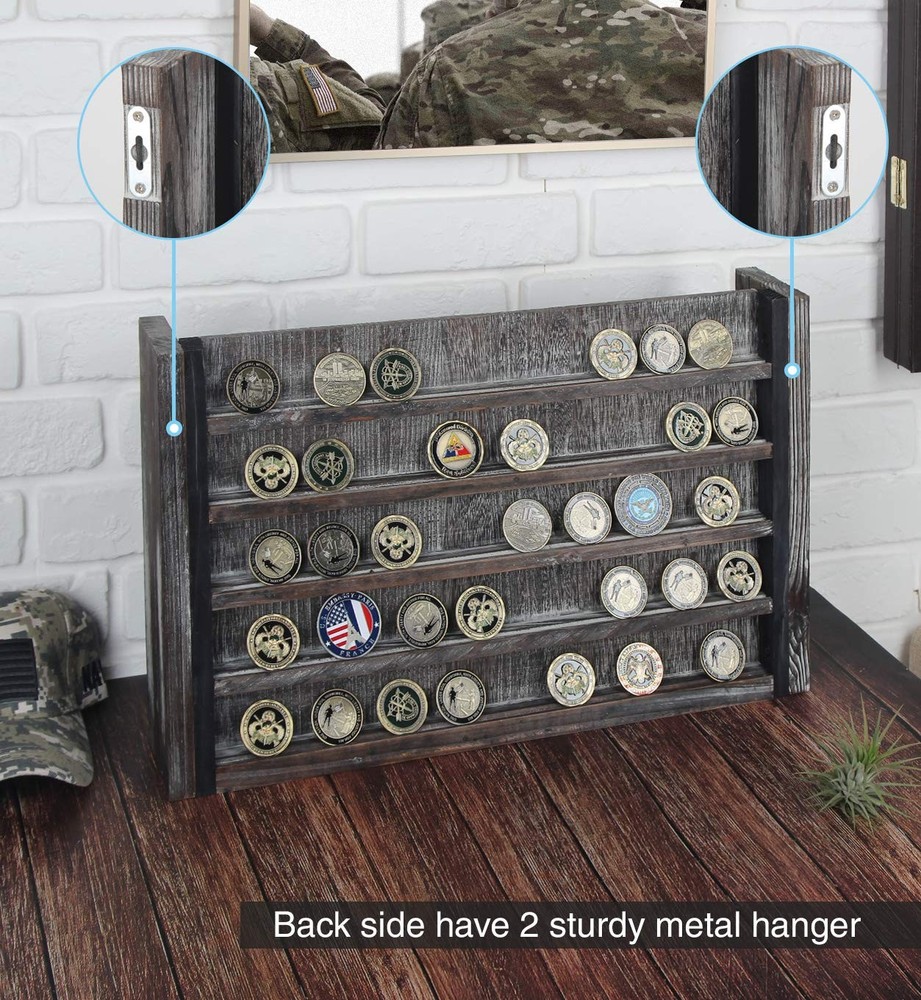 J JACKCUBE DESIGN Rustic Wood Wall Mount Coins Display Rack - 5