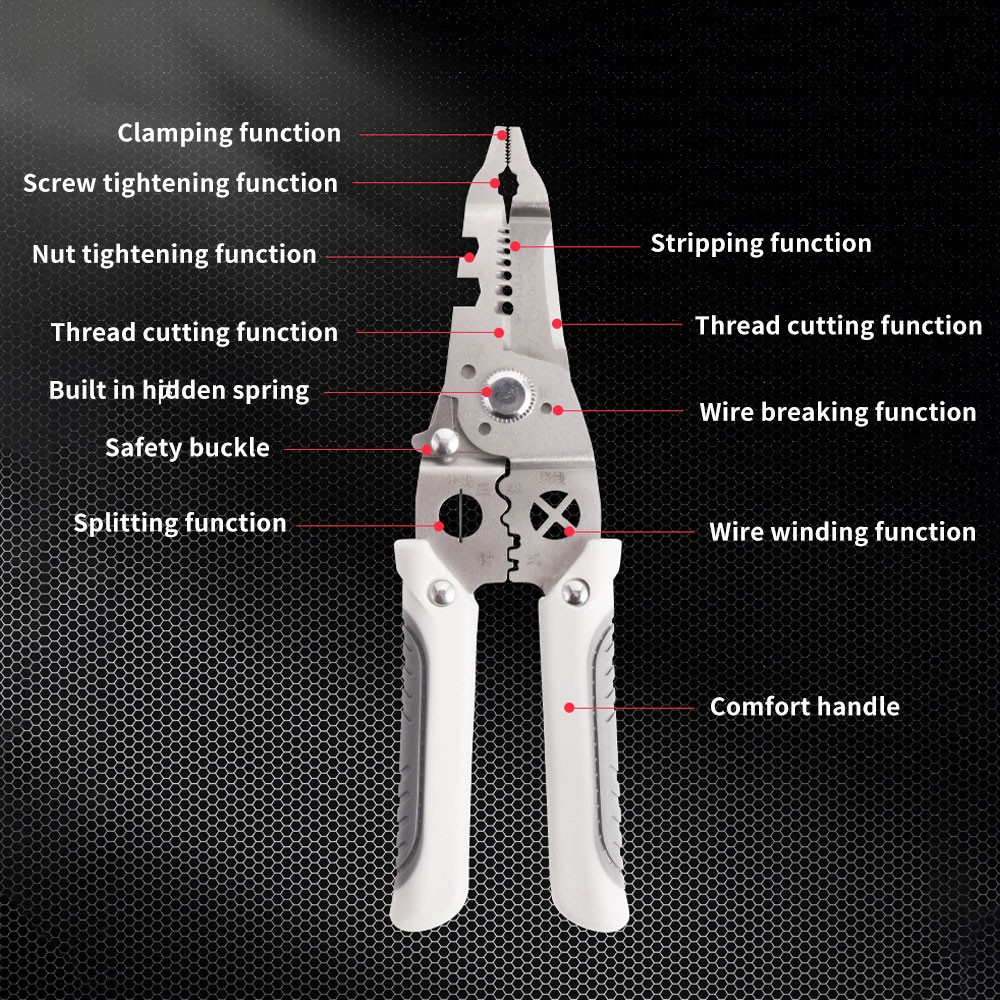 Wire Stripper Cutter Stainless Steel Wire Stripping Tool, Multi-Function CW