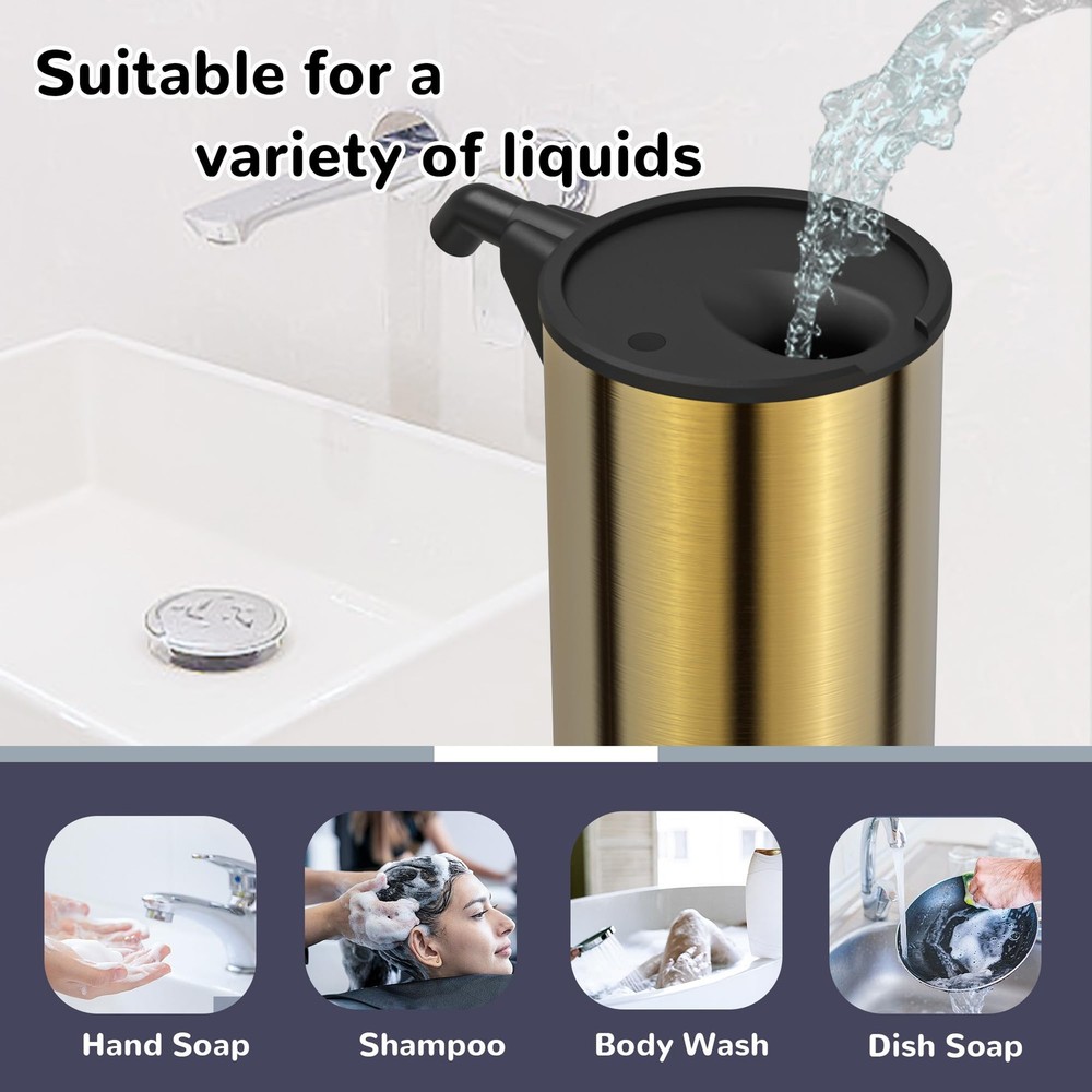 Stainless Steel Automatic Soap Dispenser 4-Level Adjustable, Touchless Electr...
