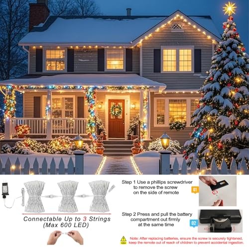 Color Changing Christmas String Lights with Clear wire, RGB with Remote