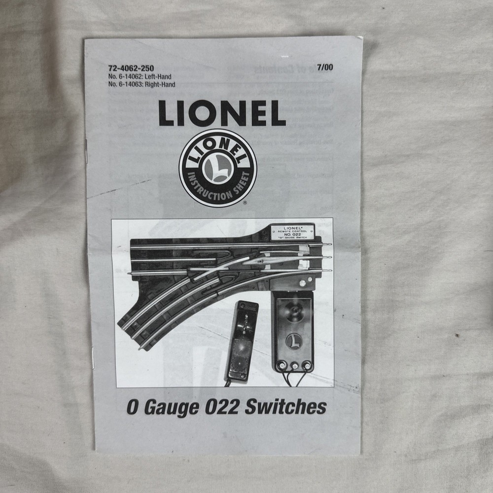 Lionel 6-14063 O22 Right Hand Remote Control Switch Tested Working W/ Box